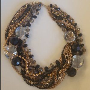 Statement Necklace multi layered beads black gold